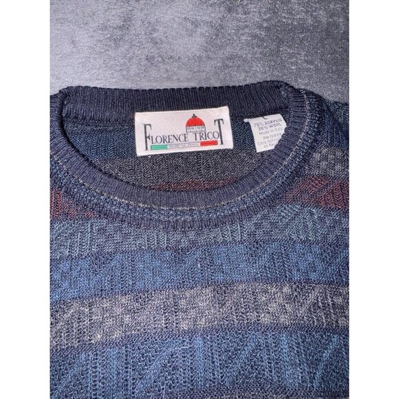 Vintage 90s Florence Tricot L Coogi Style Y2K Sweater Biggie Grandpa - Picture 5 of 7